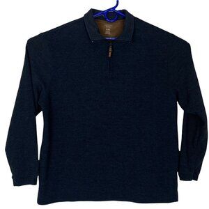 Hudson River Pullover Sweater 1/4 Zip Long Sleeve Stripe Blue Mens XL 14-14